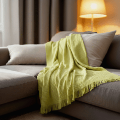 Couverture plaid 100% coton...