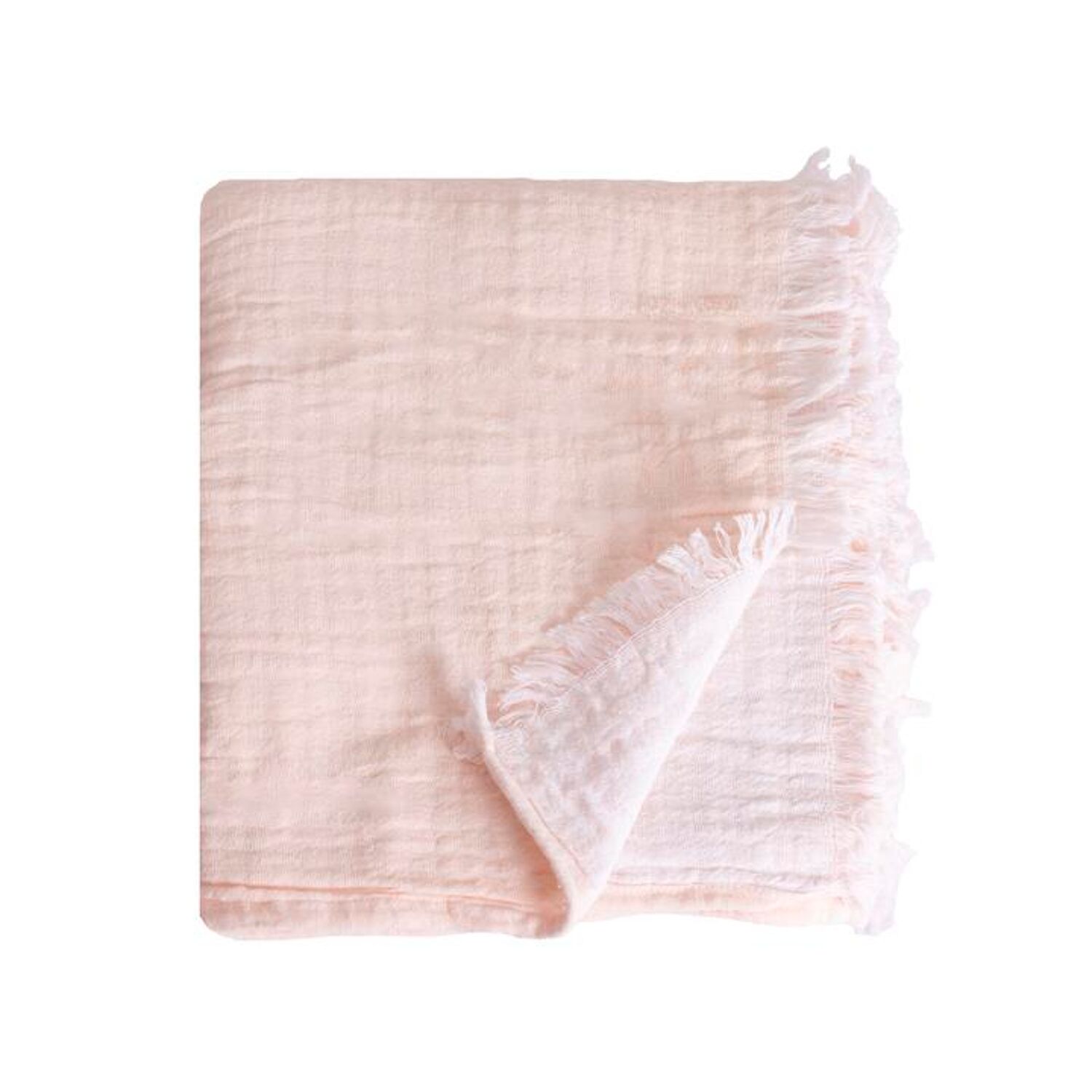 Manta xadrez rosa pálido 100% algodão com franjas 130x170cm BITALD