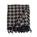 Manta xadrez preta 100% algodão com franjas 130x170cm DROPALL