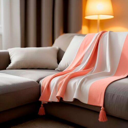 Couverture plaid 100% coton...