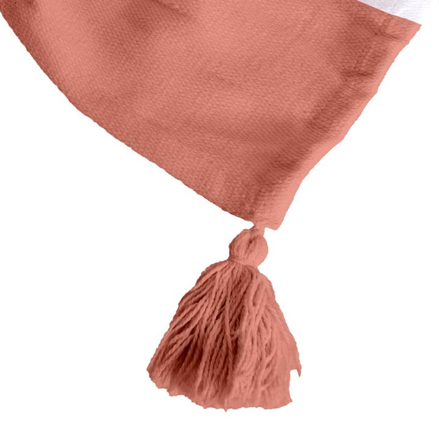 Manta 100% algodão rosa salmão xadrez com pompons 130x170cm SLAVANN