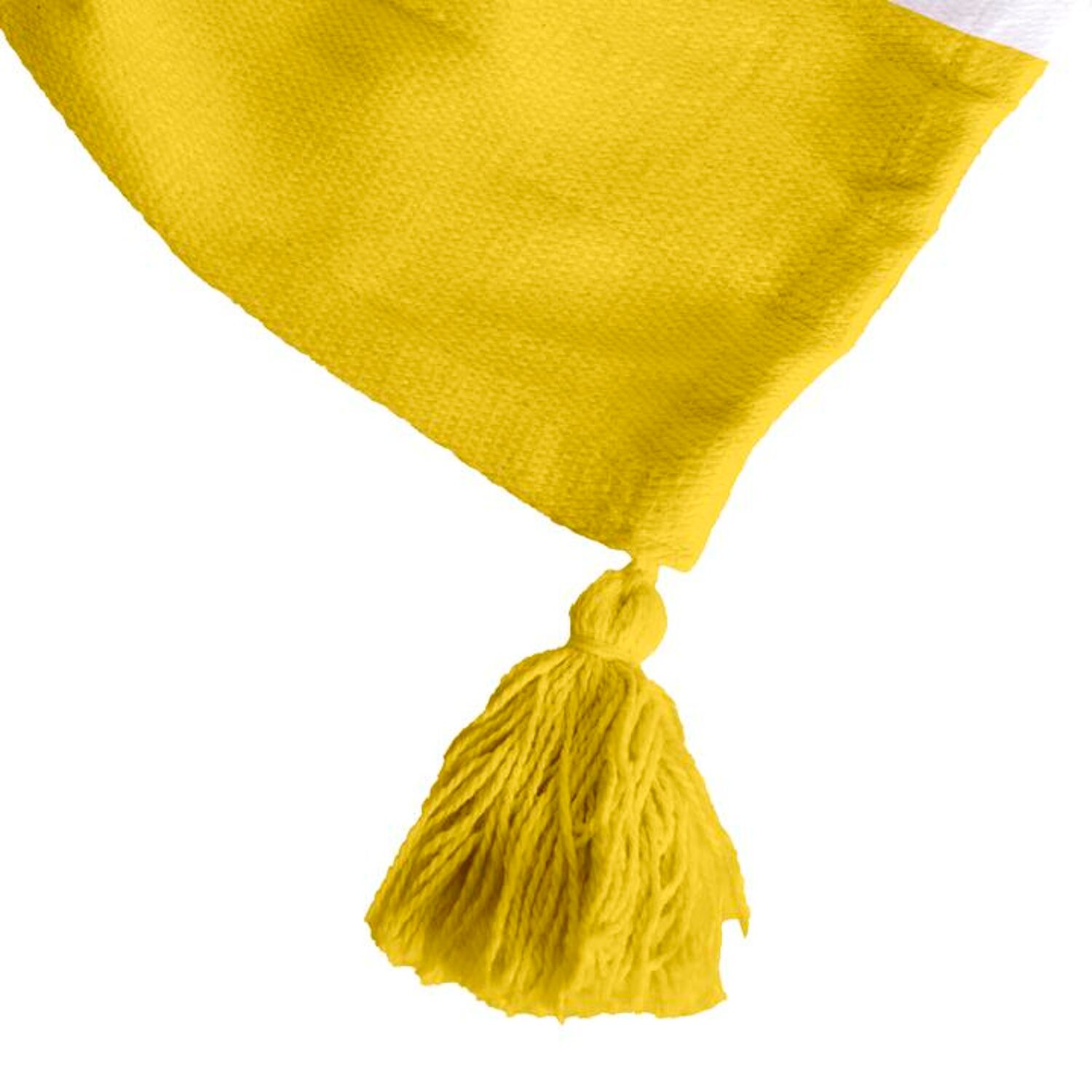 Manta xadrez amarela 100% algodão com pompons 130x170cm SLAVANN