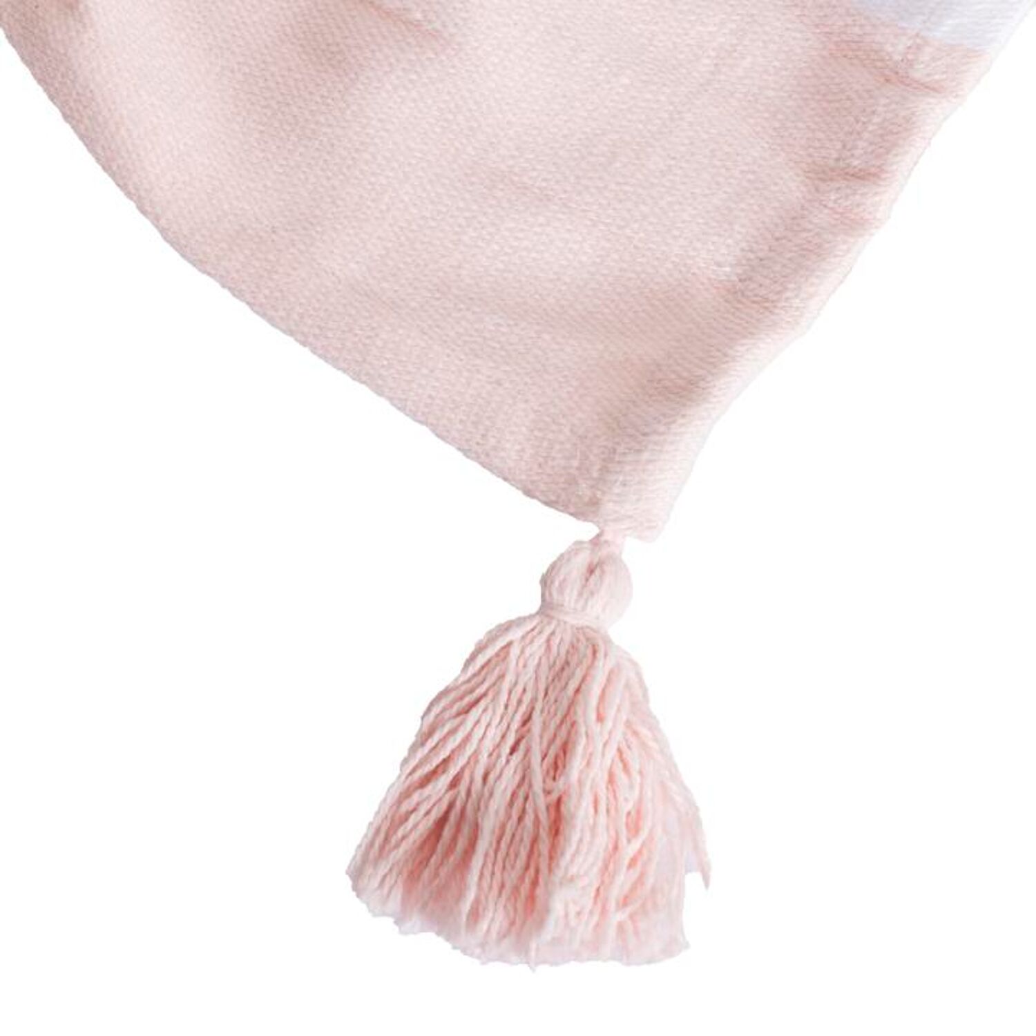 Manta xadrez rosa pálido 100% algodão com pompons 130x170cm SLAVANN