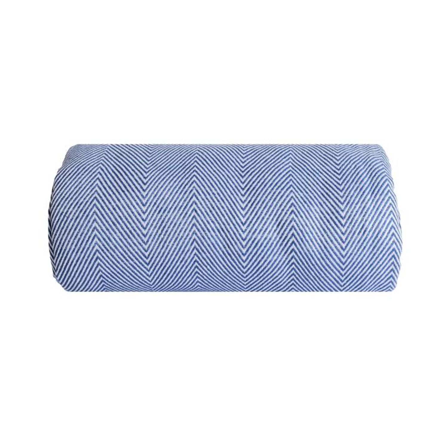 Couverture plaid 100% coton bleu marine avec franges 180x220cm ZIGORA