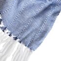 Couverture plaid 100% coton bleu marine avec franges 180x220cm ZIGORA