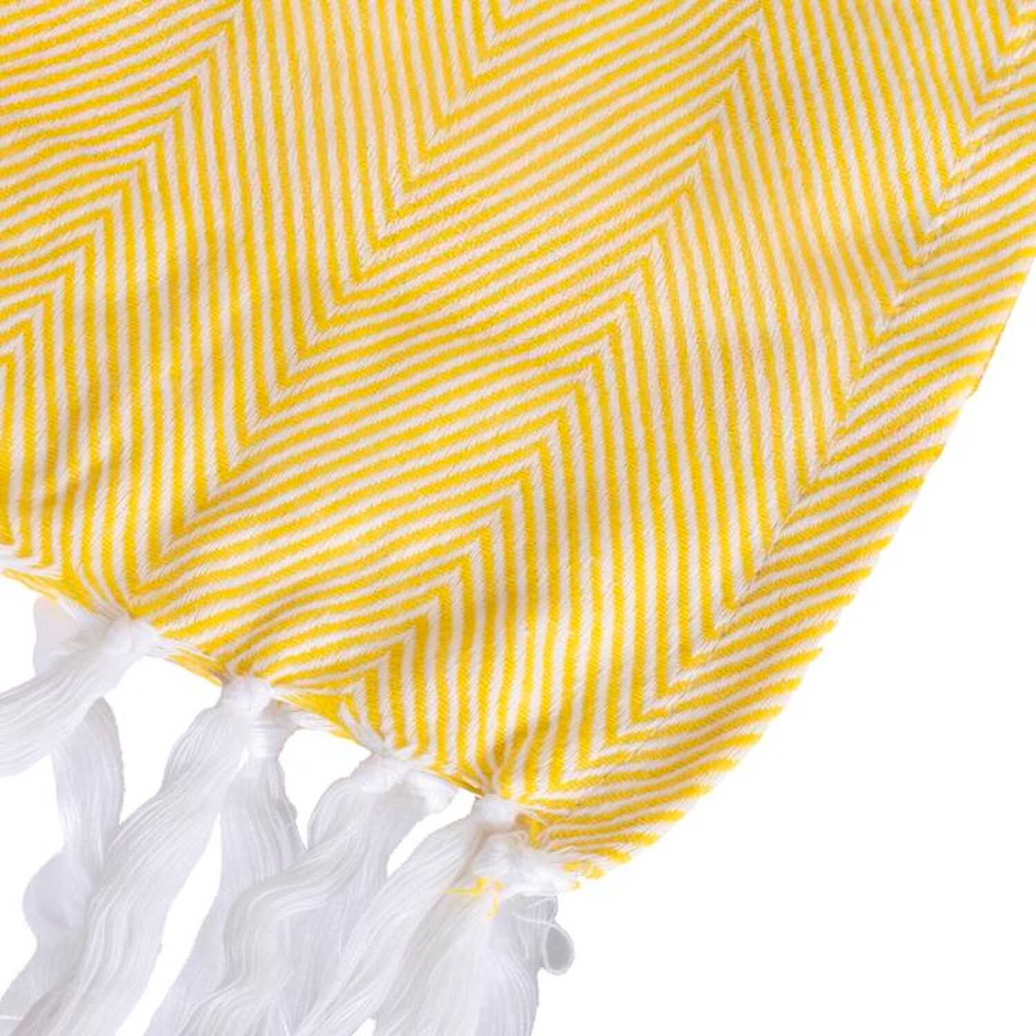 Couverture plaid 100% coton jaune avec franges 180x220cm ZIGORA