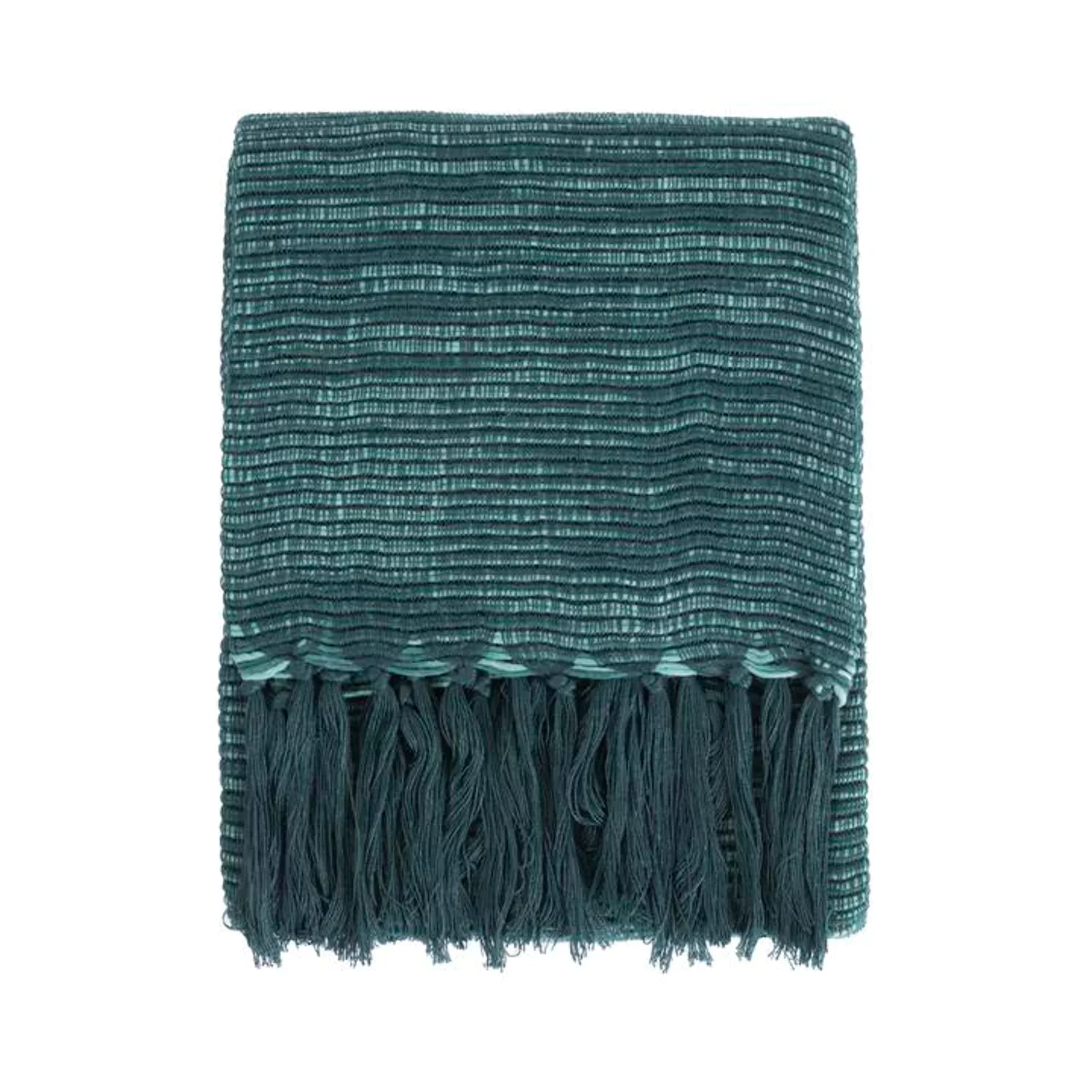 Manta xadrez azul-verde com franjas 130x170cm ANEVIK