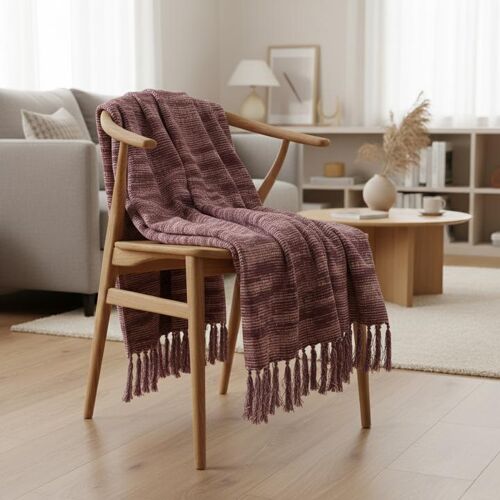 Couverture plaid prune avec...