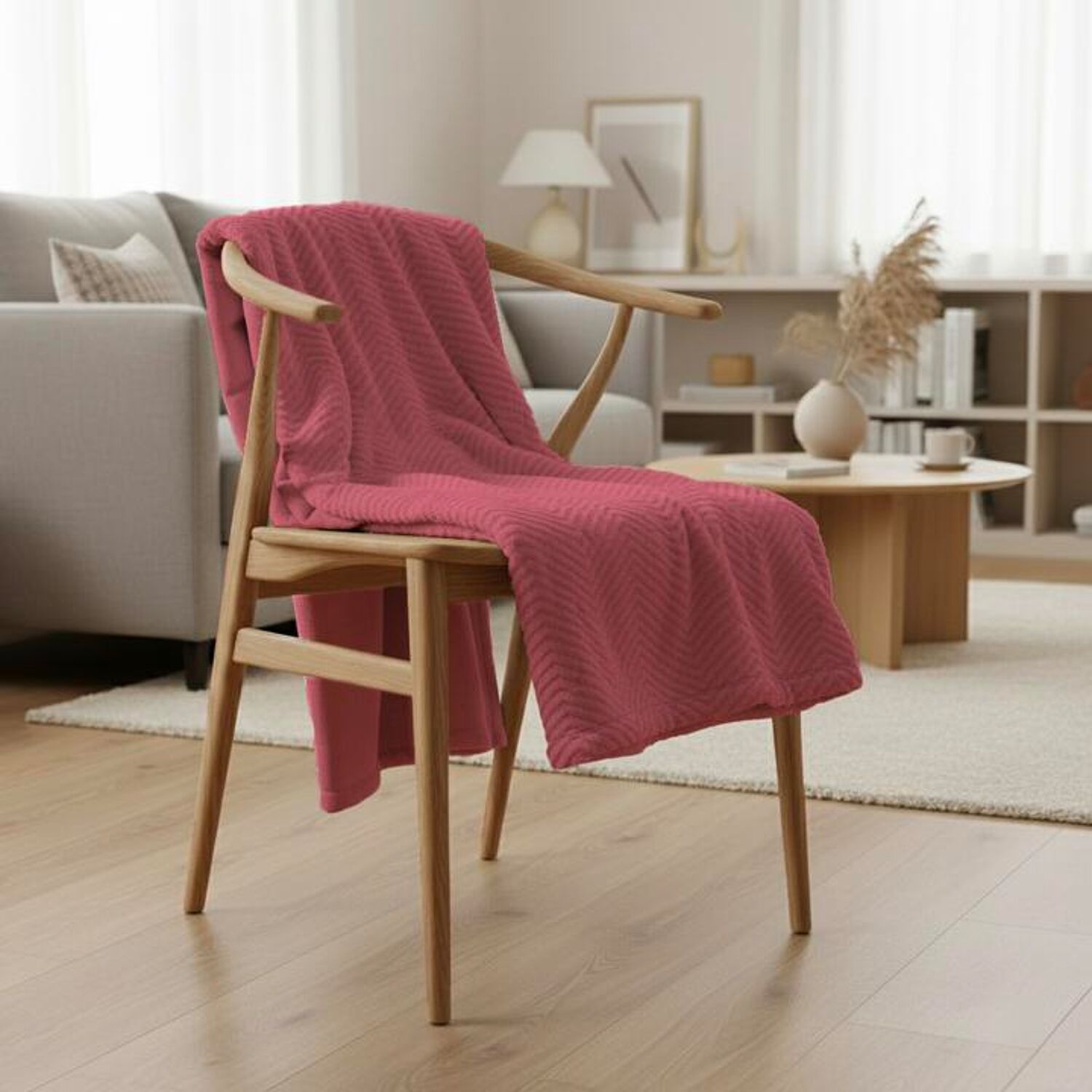 Couverture plaid rouge framboise 130x170cm ARYNDAL