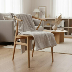 Couverture plaid beige...