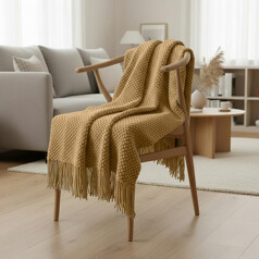 Couverture plaid jaune...