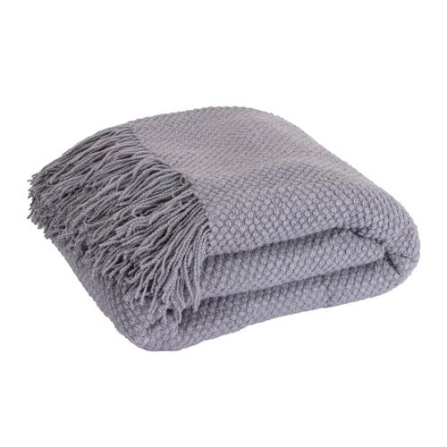 Couverture plaid gris clair...