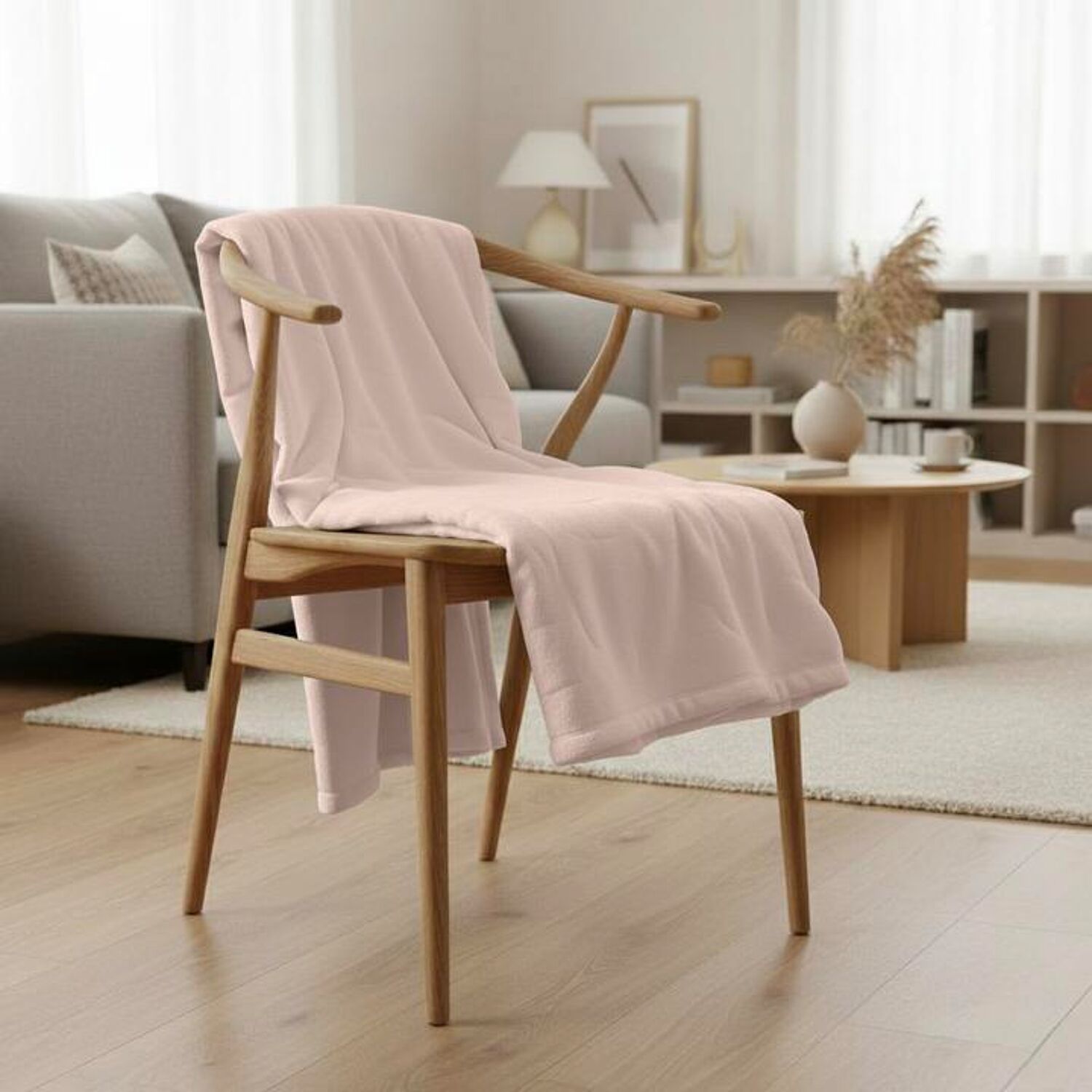 Couverture plaid rose pâle 130x170cm FLANBERG