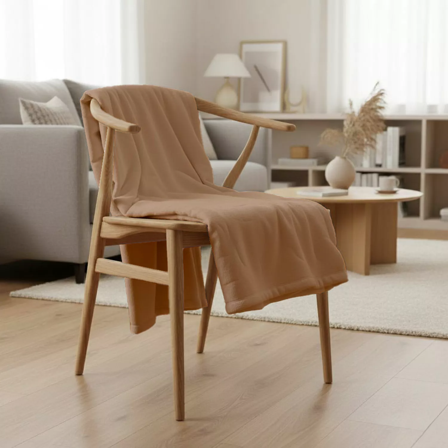 Manta xadrez rosa pálido 180x220cm FLANNEL