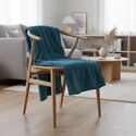 Couverture plaid bleu-vert foncé 130x170cm MINNOR