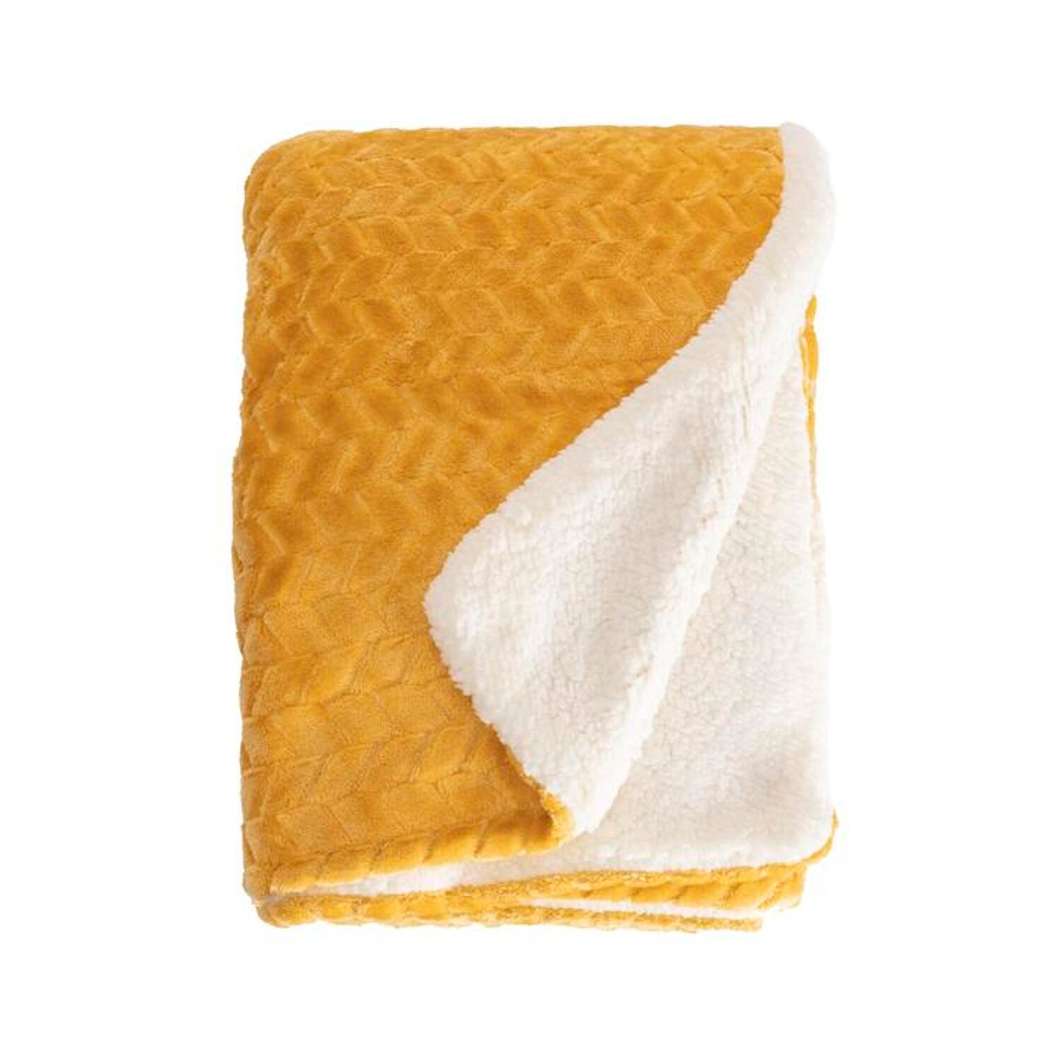 Couverture plaid jaune 180x220cm SHERVALD