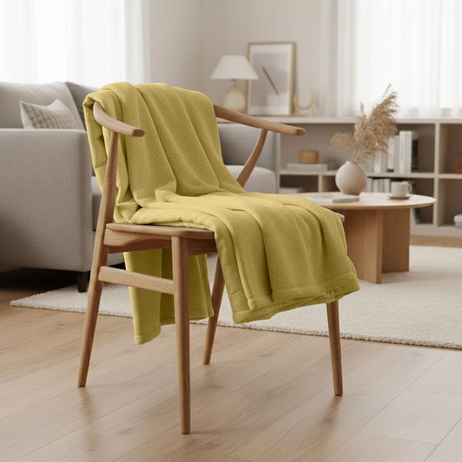 Manta xadrez amarela esverdeada 130x170cm PANORA