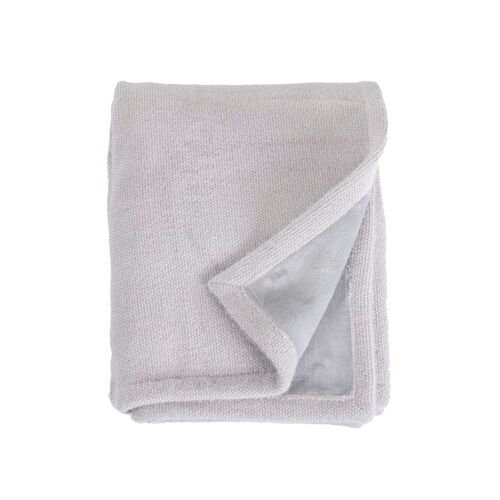 Couverture plaid gris clair...