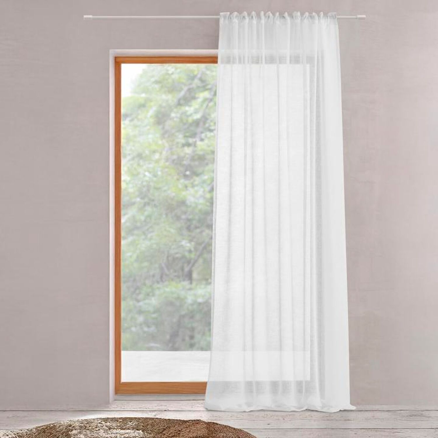 Rideau à galon fronceur Voilage Blanc Semi-transparent 140x280cm ASOVA