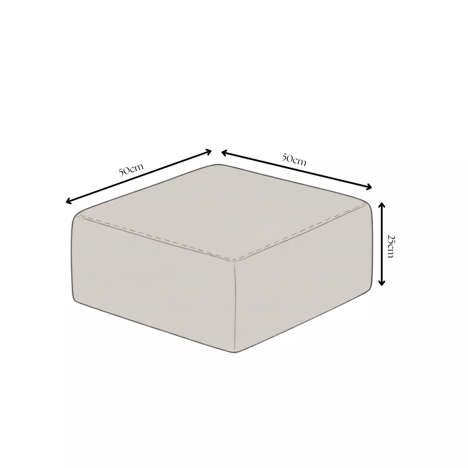 Puf cuadrado 50x50cm pana gris DESIERTO