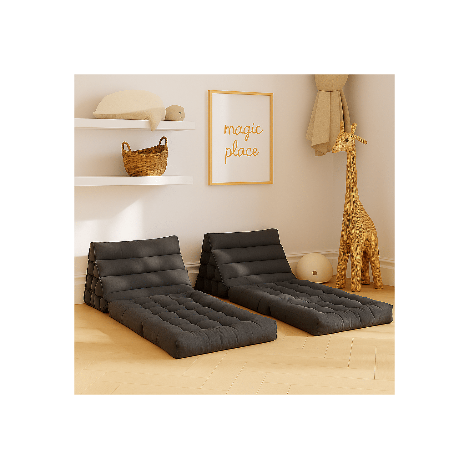 Conjunto de 2 tapetes modulares PYRAMIDE, cinzento escuro