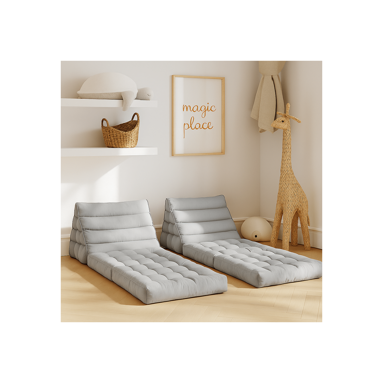 Conjunto de 2 tapetes modulares PYRAMIDE, cinzento claro