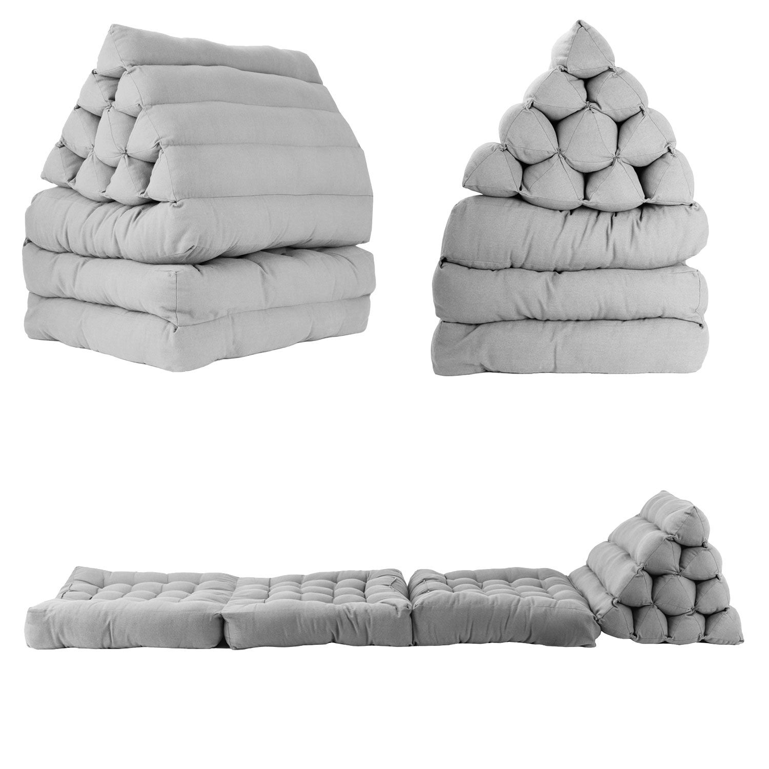 Lot de 2 matelas de sol modulaires gris clair PYRAMIDE