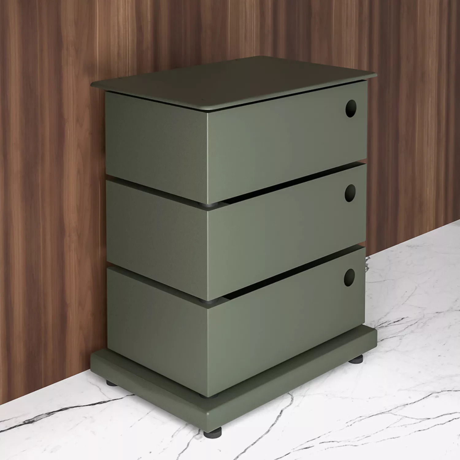 Meuble de rangement pivotant 3 casiers vert kaki mat Twist