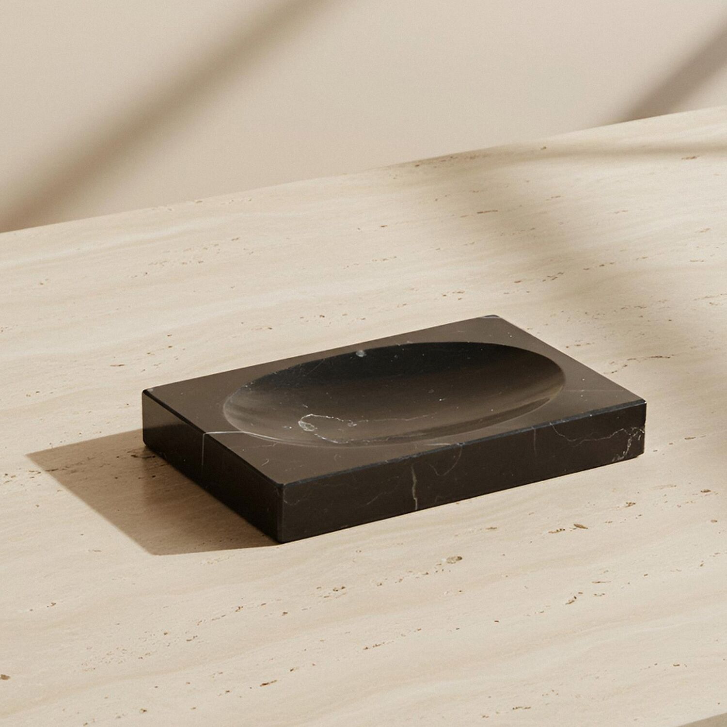 Porte-savon en marbre véritable noir mat