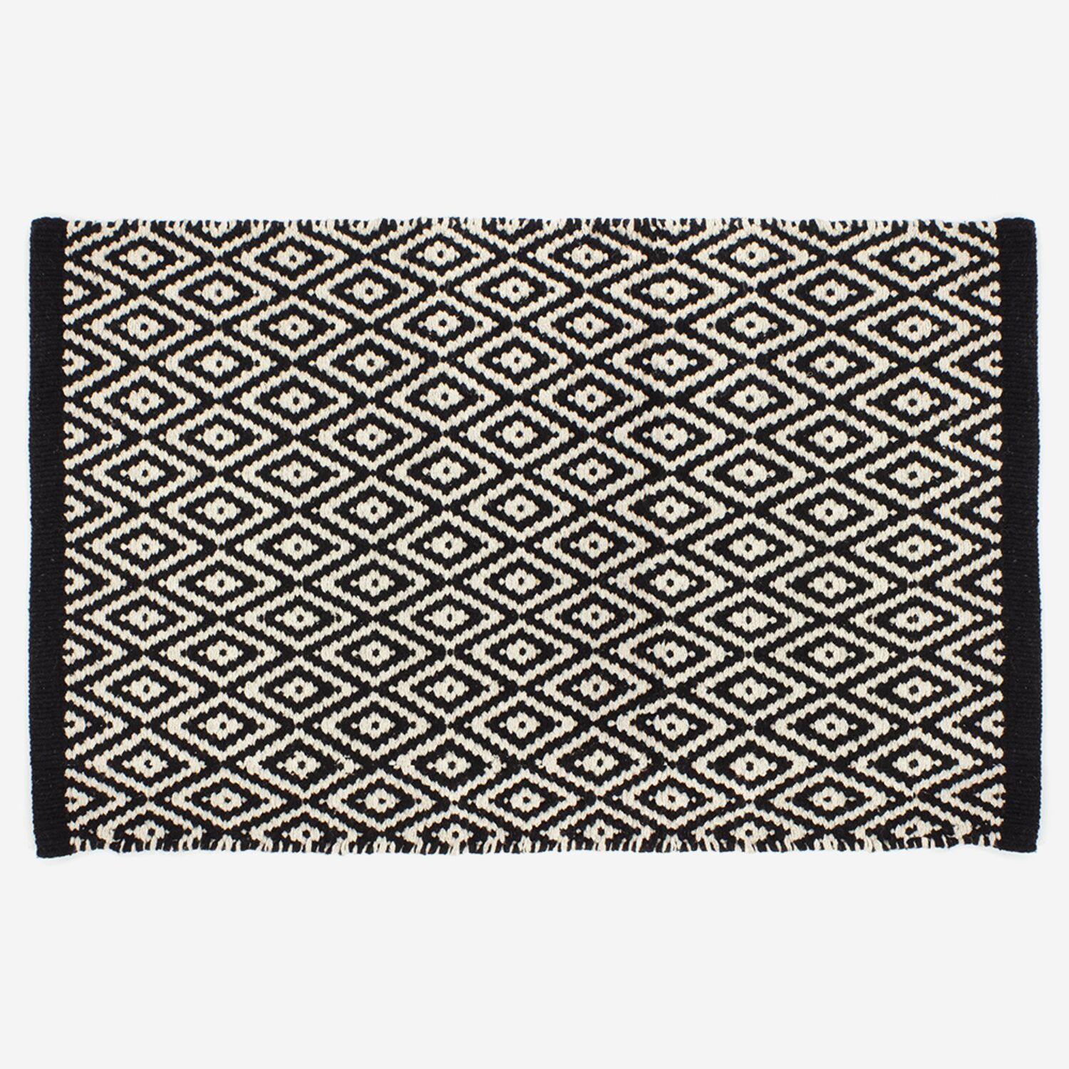Tapis de bain noir et blanc LOSANGE