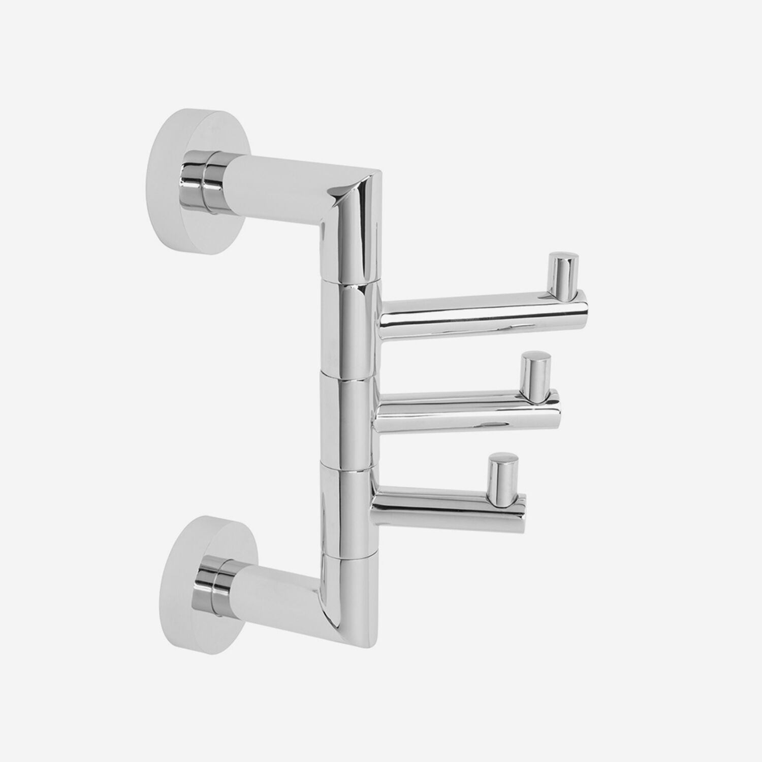 Patère Hôtel triple pivotante en inox et laiton