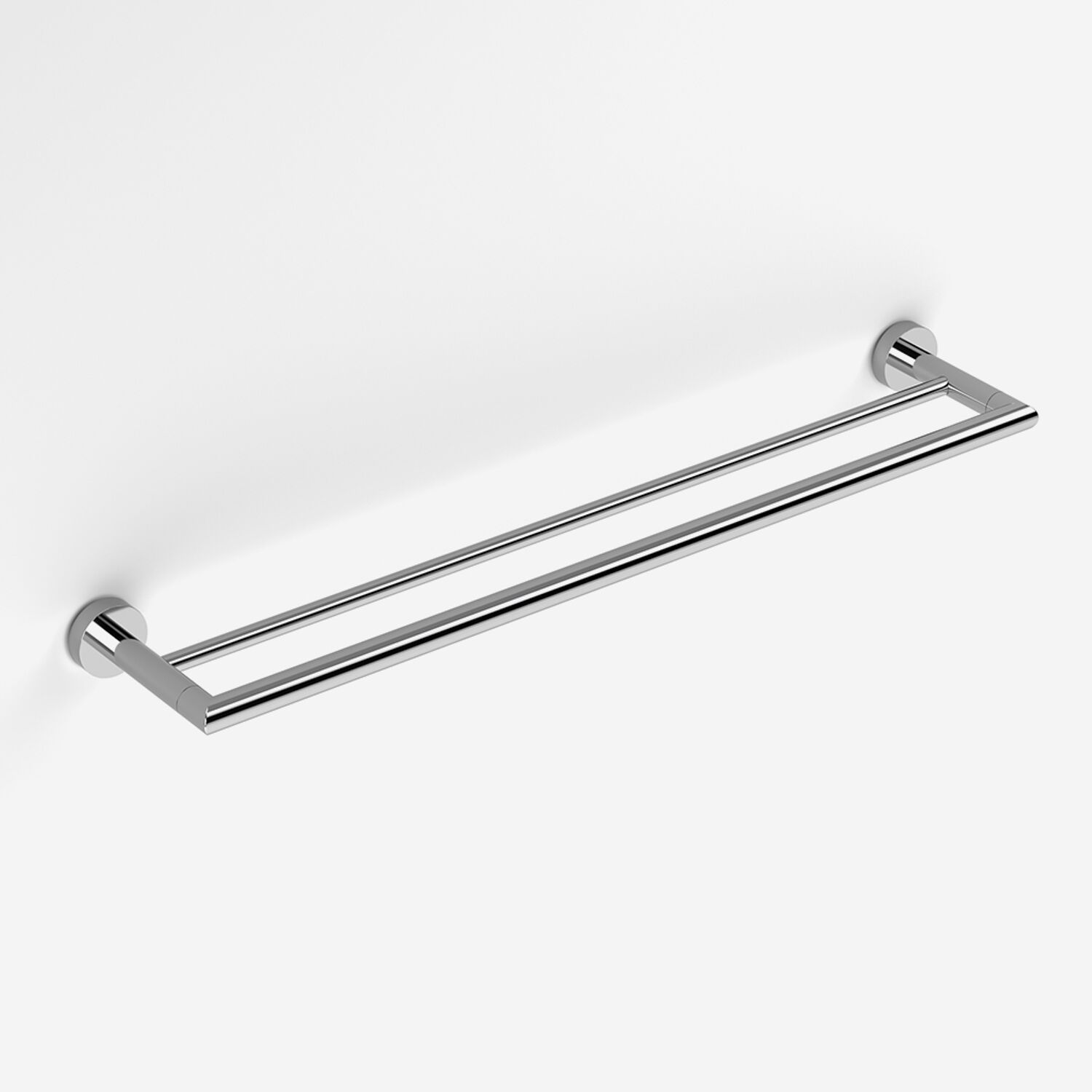 Porte-serviette mural double Hôtel, en inox et embases laiton, à fixer