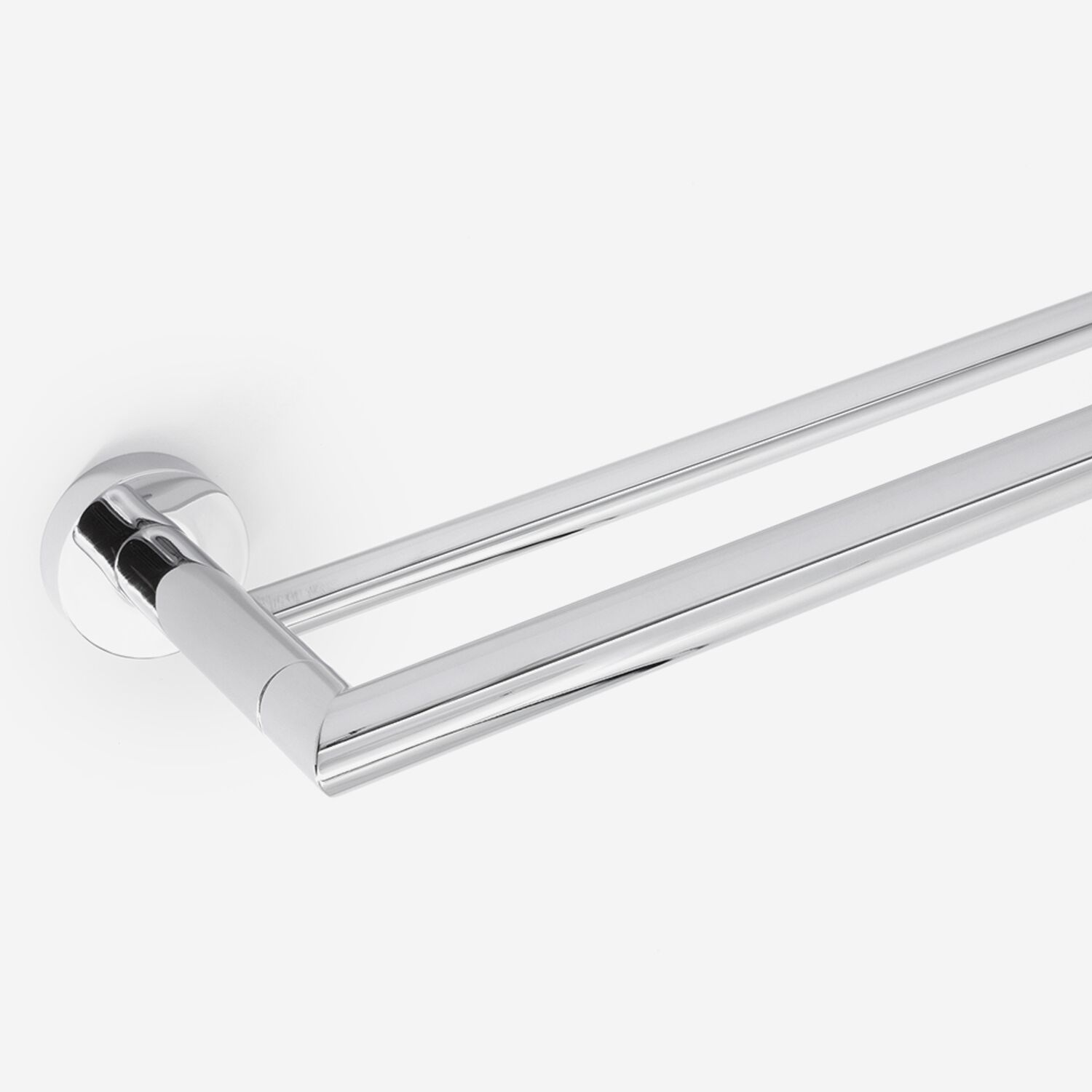 Porte-serviette mural double Hôtel, en inox et embases laiton, à fixer