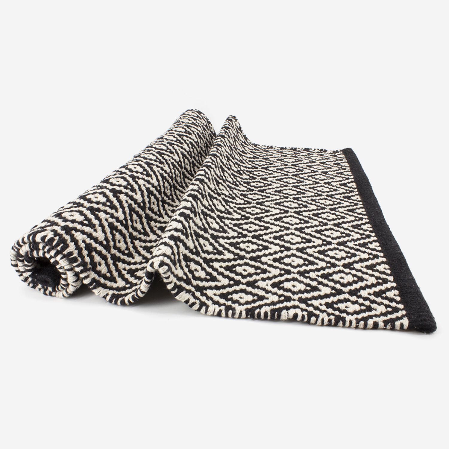 Tapis de bain noir et blanc LOSANGE