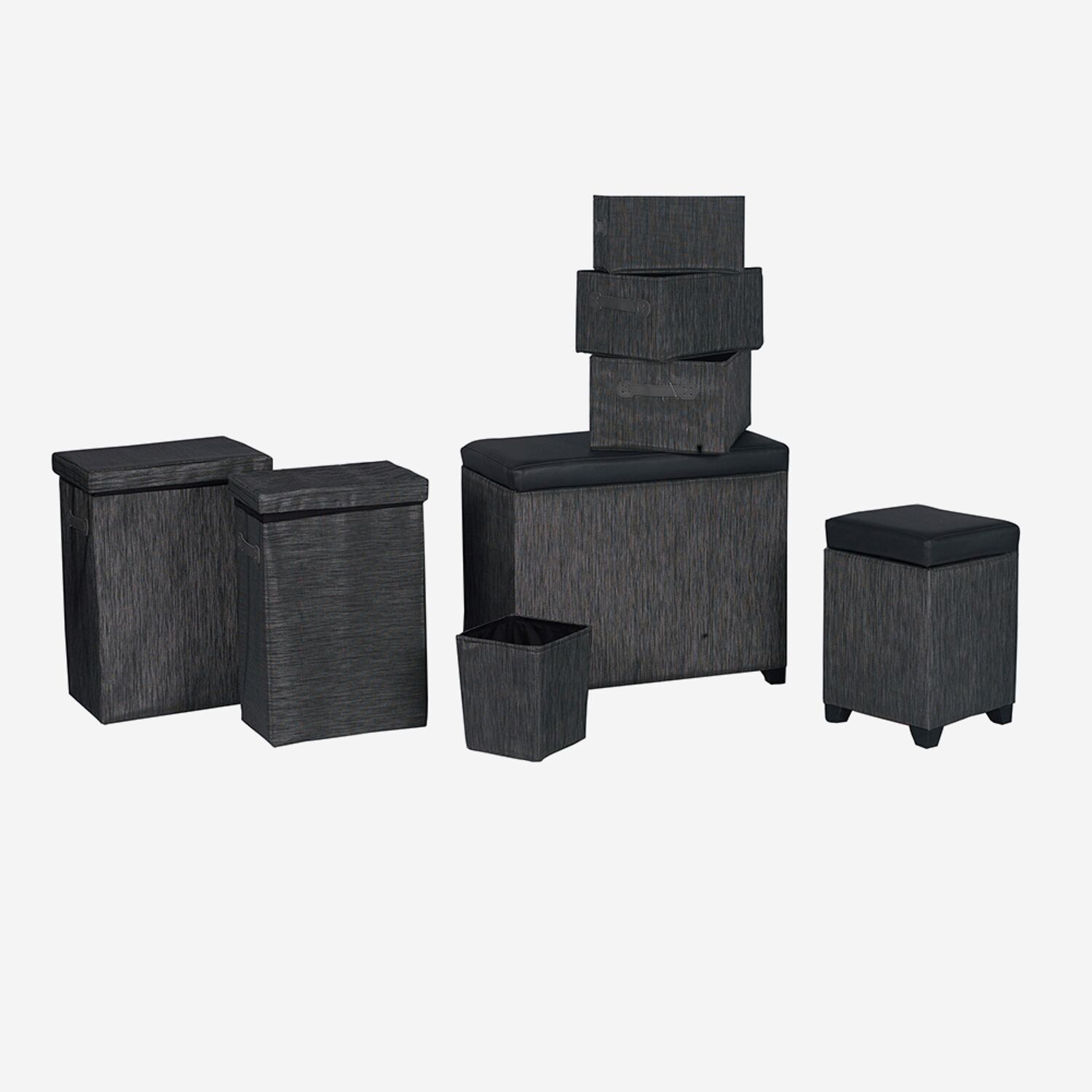 Panier à linge gris chiné grand modèle 60L - York