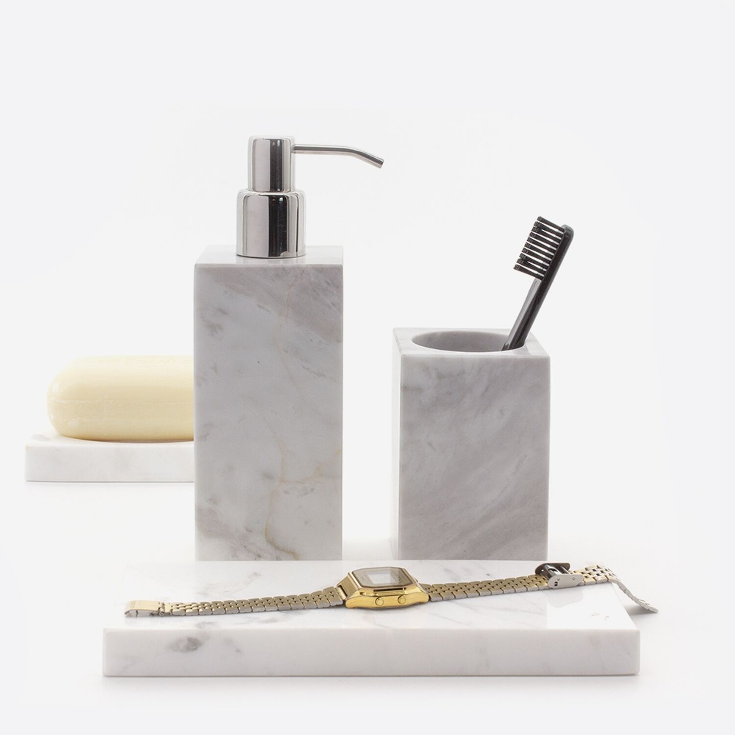 Porte-savon en marbre véritable blanc mat