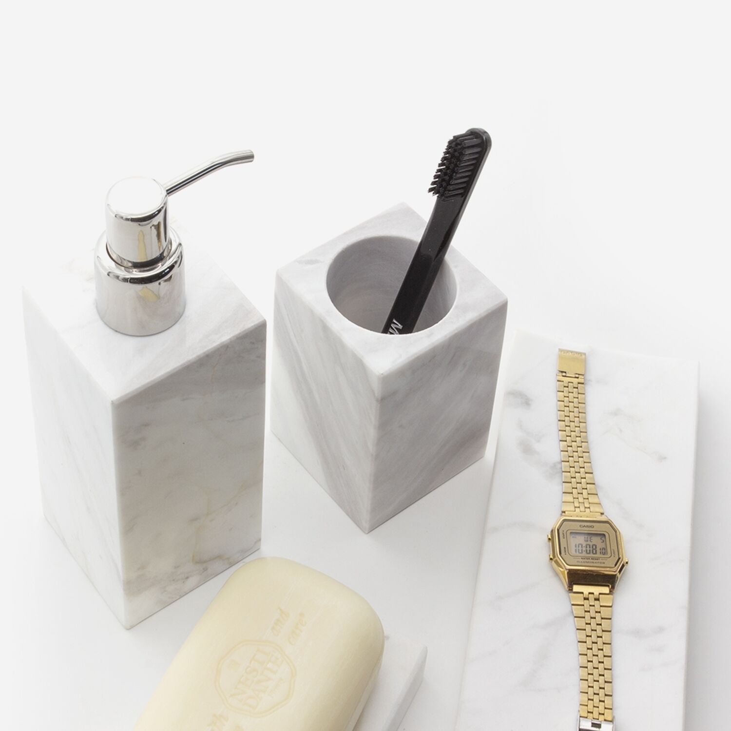 Porte-savon en marbre véritable blanc mat