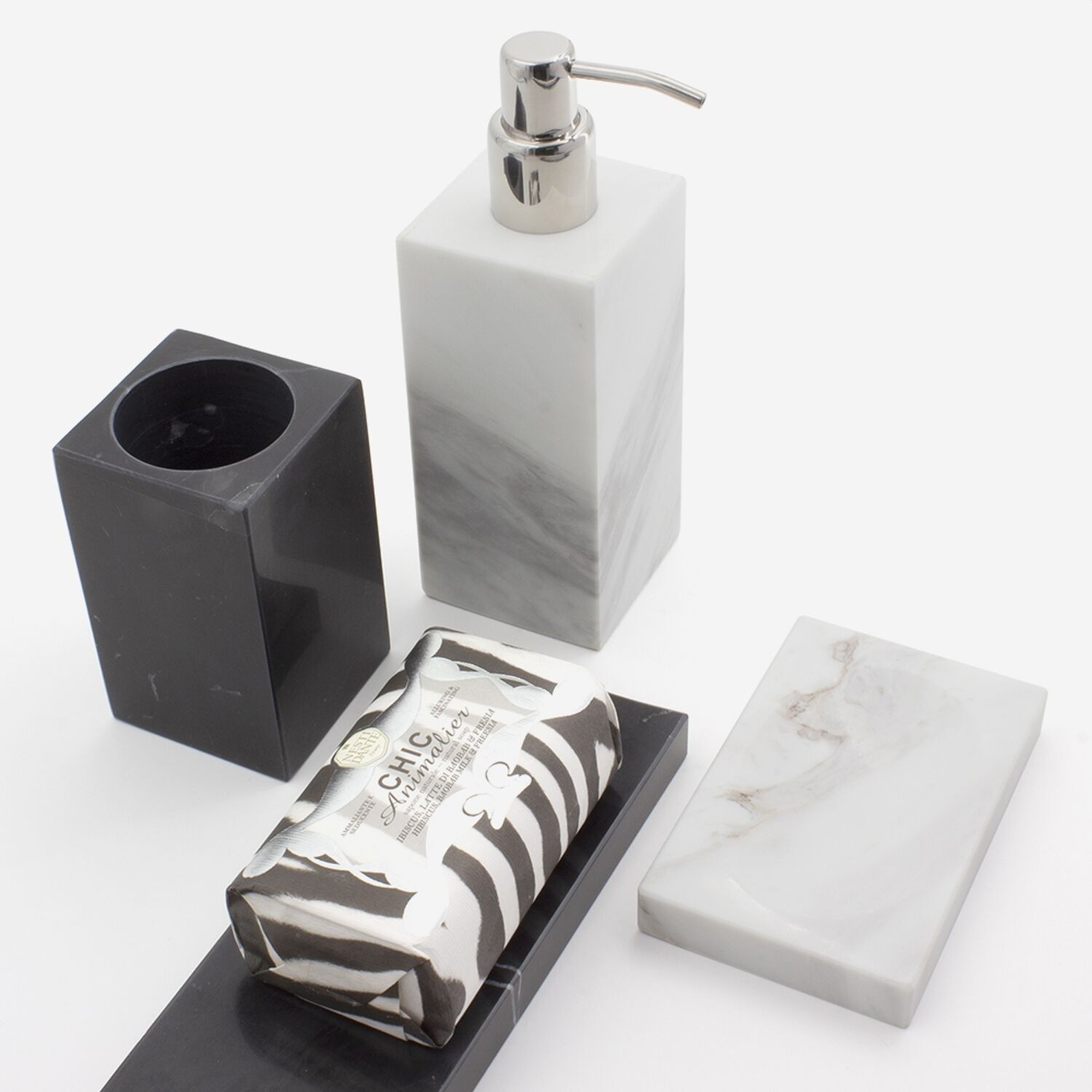 Porte-savon en marbre véritable blanc mat