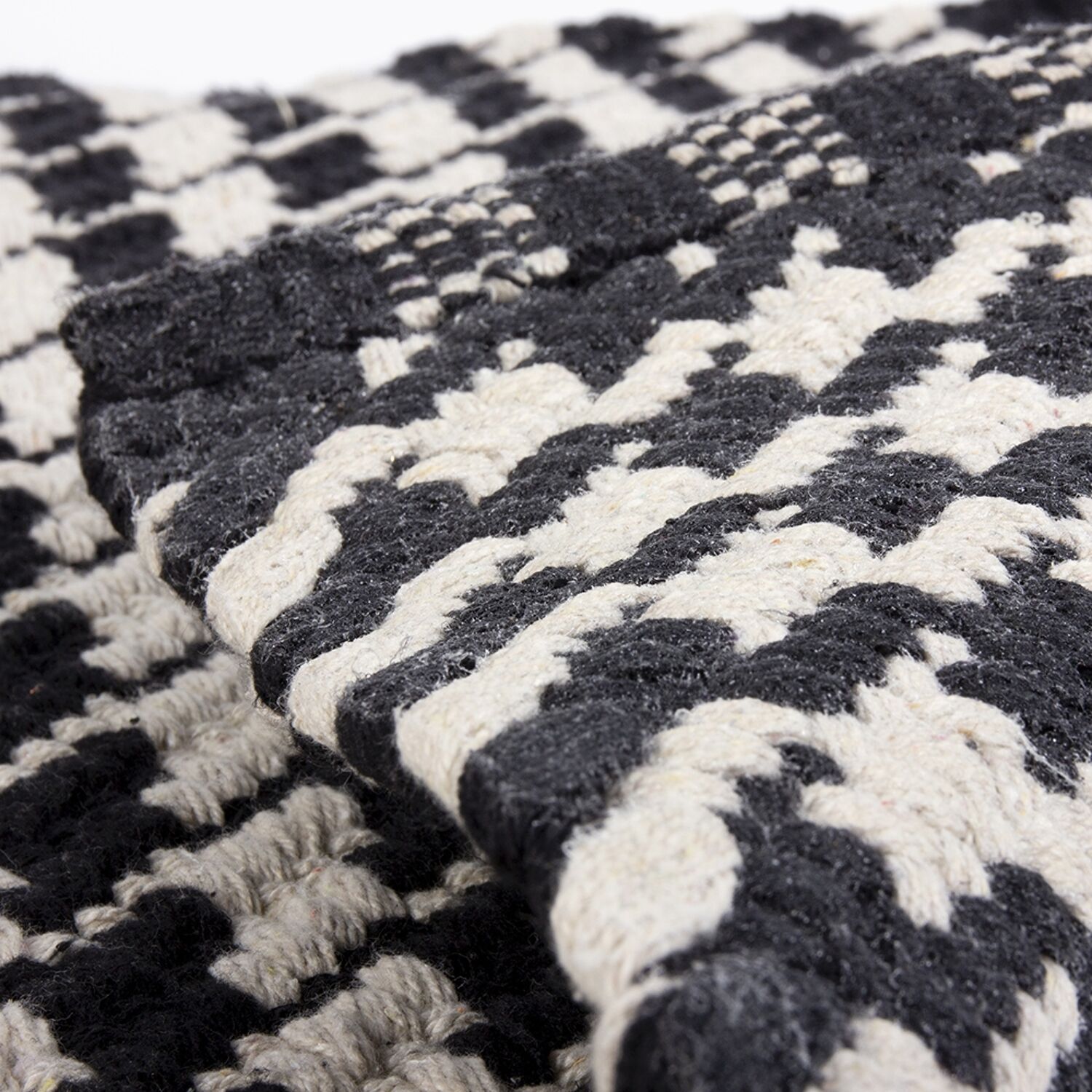 Tapis de bain noir et blanc pied de poule