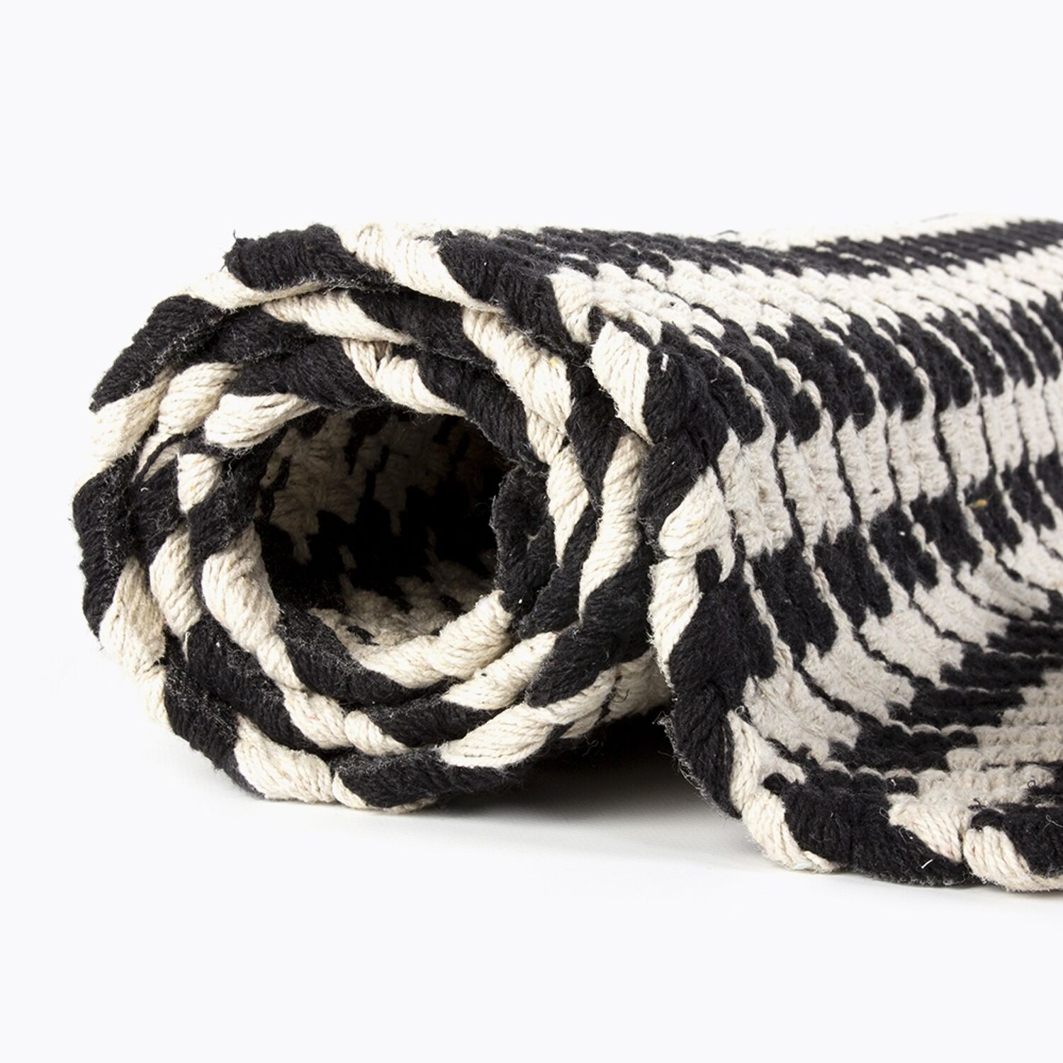 Tapis de bain noir et blanc pied de poule