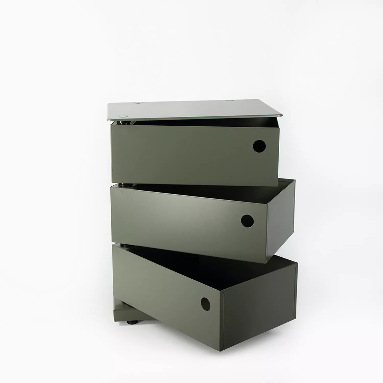 Meuble de rangement pivotant 3 casiers vert kaki mat Twist