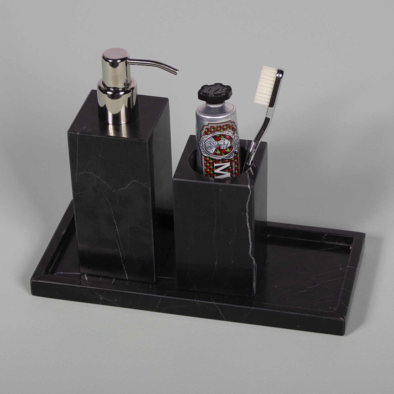 Grand plateau en marbre noir véritable