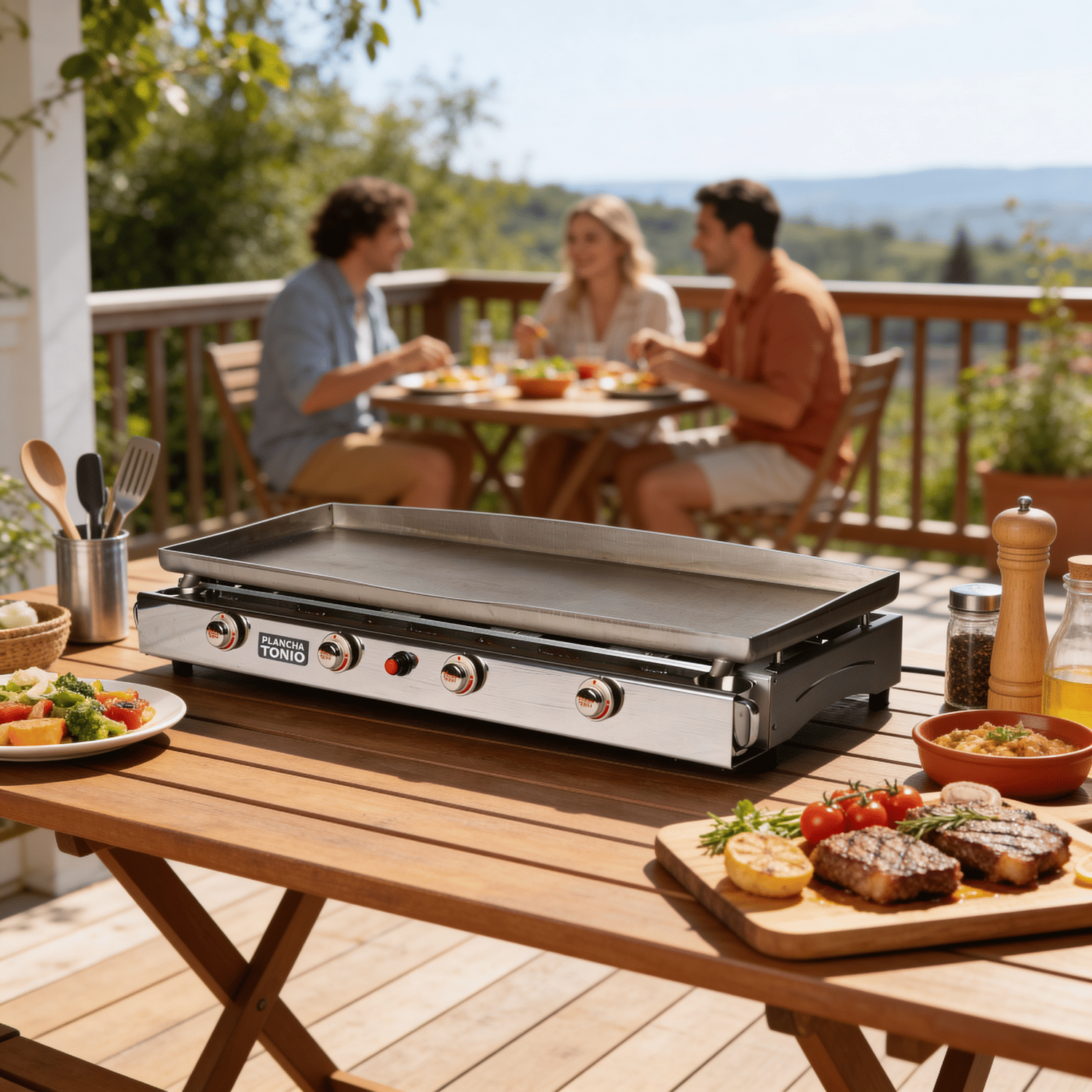 Plancha gaz Lagoa 4 feux en inox - Cuisson professionnelle pour 30 à 100 personnes
