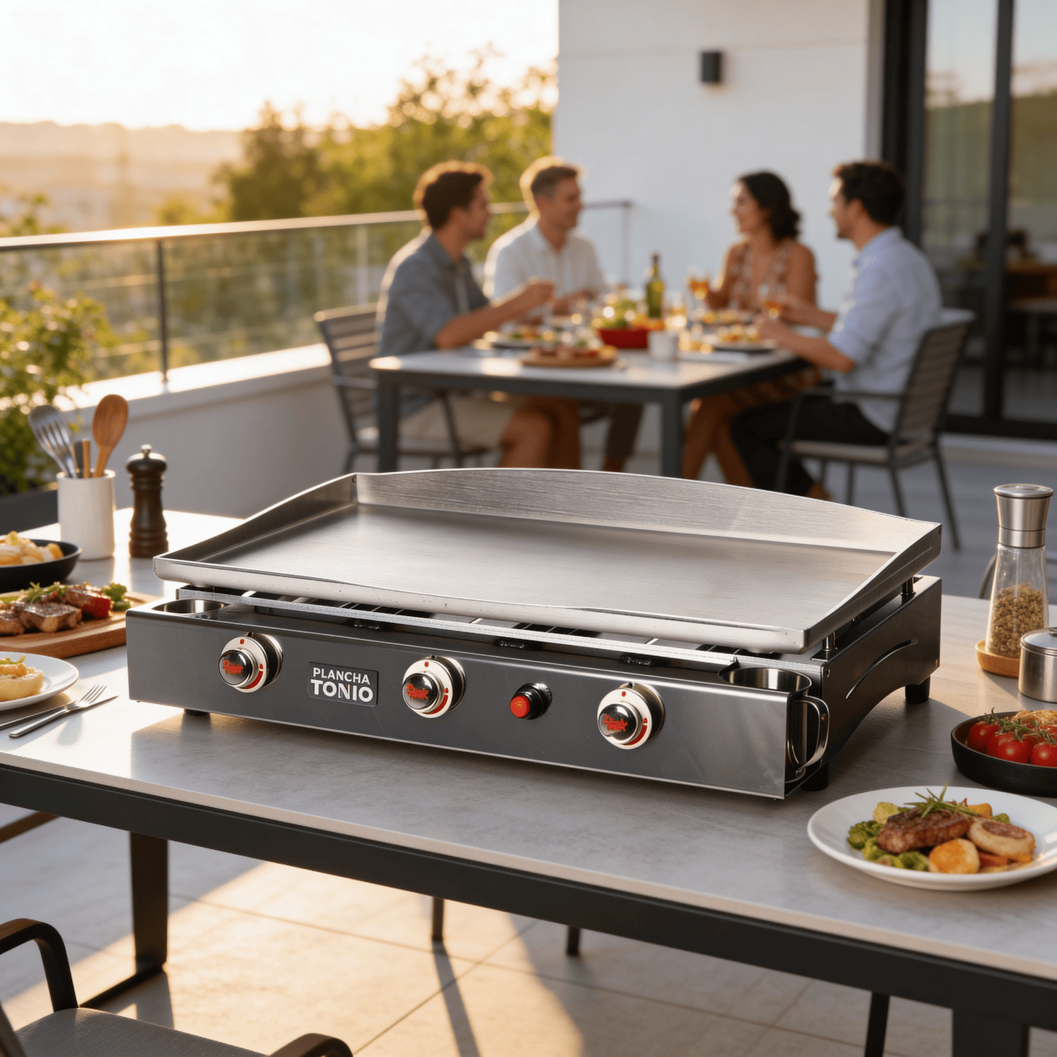 Plancha gaz Lagoa 3 feux tout inox - Idéale pour cuisiner jusqu'à 30 personnes en extérieur