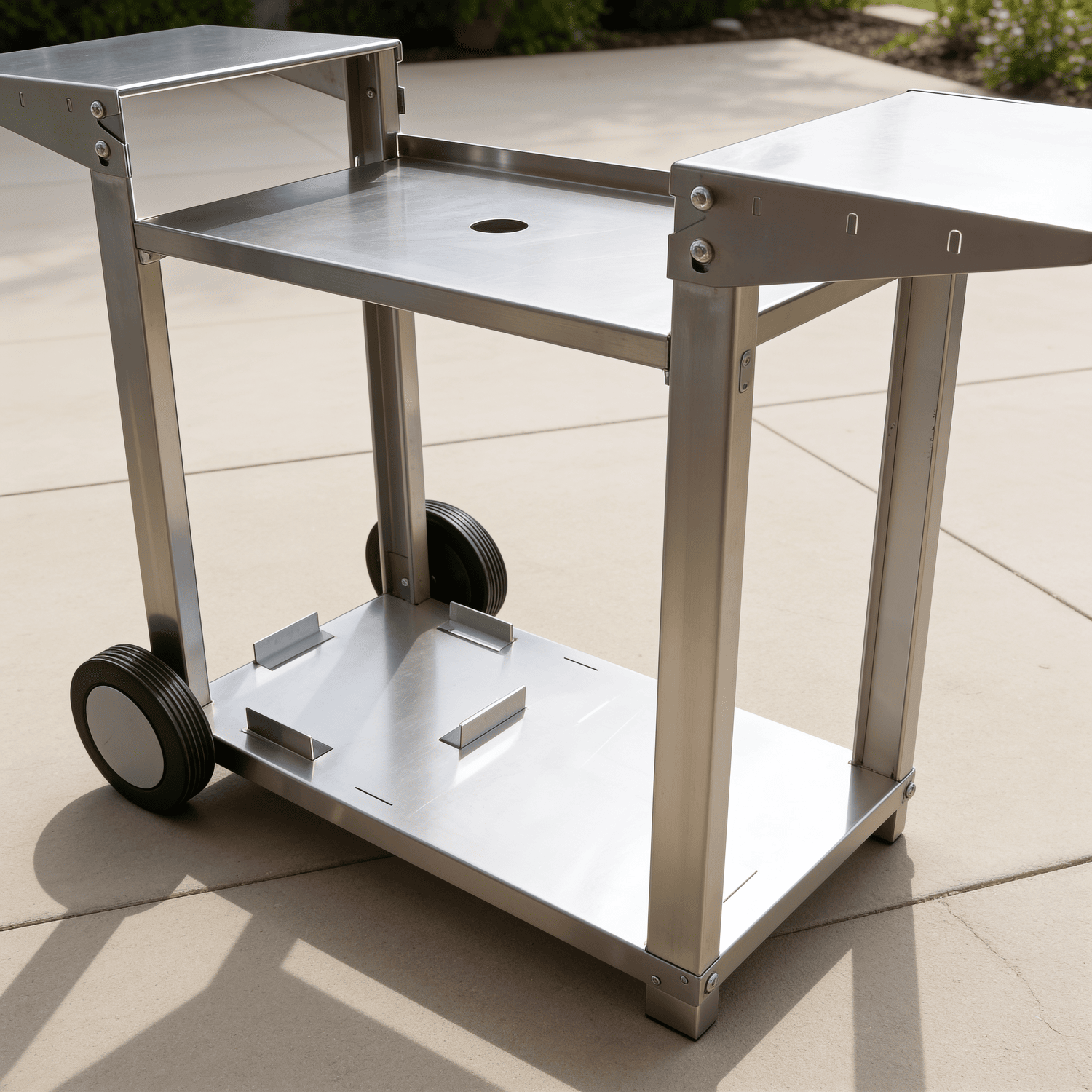 Chariot pour plancha inoxydable 2 feux - Structure et tablettes en acier inoxydable