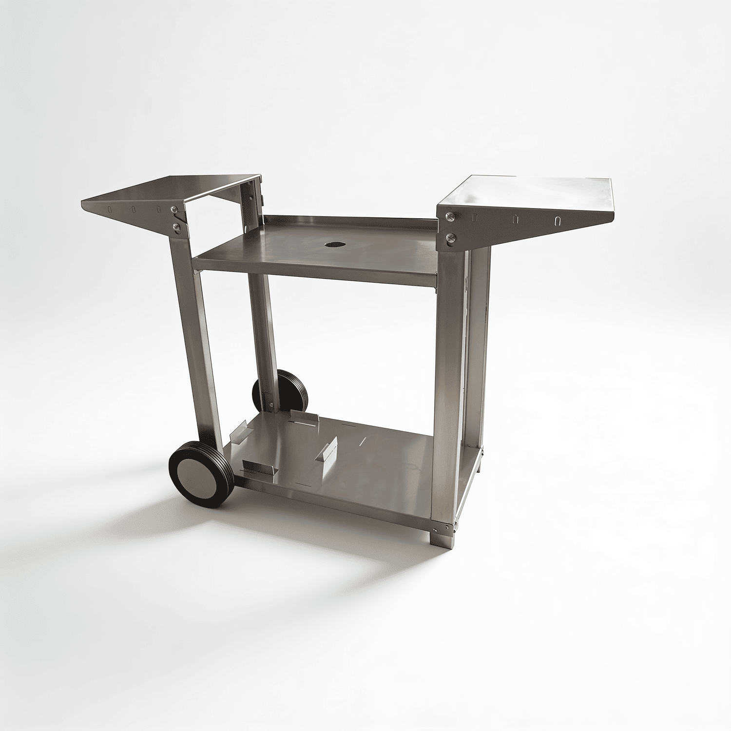 Chariot pour plancha inoxydable 2 feux - Structure et tablettes en acier inoxydable