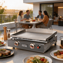 Plancha gaz Lagoa 2 feux tout inox - Cuisson professionnelle pour 6 à 12 personnes