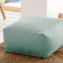 Pouf carrée PALAU - Assise velours vert 50x50 cm
