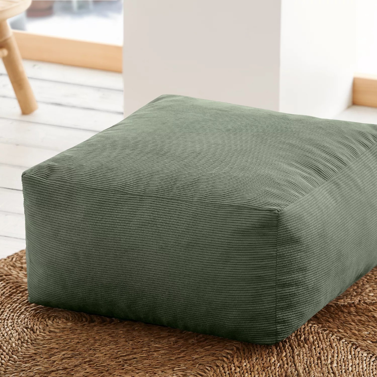 Pouf quadrato velluto verde salvia Deserto - 50x50 cm