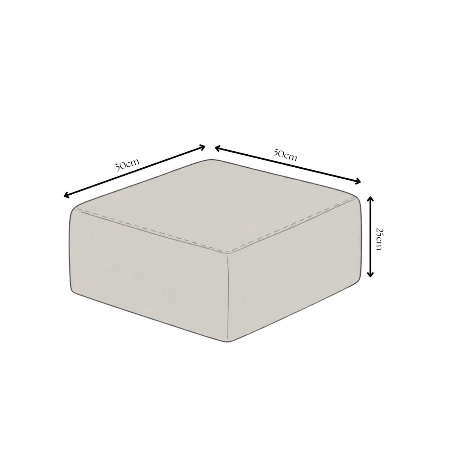 pouf carré 50x50cm bleu en velours côtelé Désert